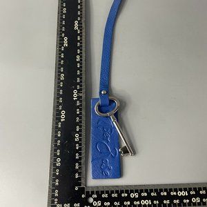 Amber Rose Blue Leather with Silver-tone Key Fob/Hanging